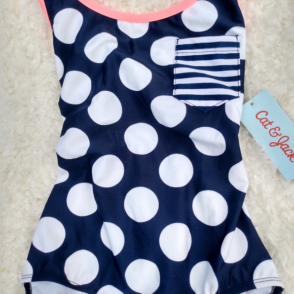 Cat & Jack NWT Swimsuit Girl One Piece SZ Med Plus - Picture 5 of 7